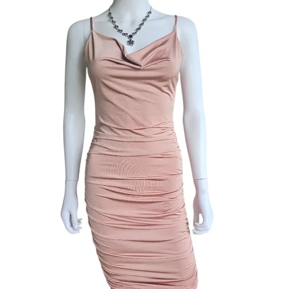 charlotte russe midi dresses Charlotte Russe Faux Wrap Midi Dress Size L Floral Grey Pink Lined Pretty